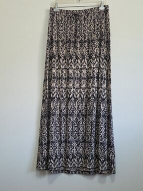 Cynthia Rowley Black and Beige Geometric Maxi Skirt